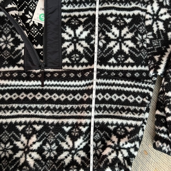 DSG Fair Isle Small Quarter Zip Black&White Snowflake Patterned Women's Fleece - Picture 4 of 9